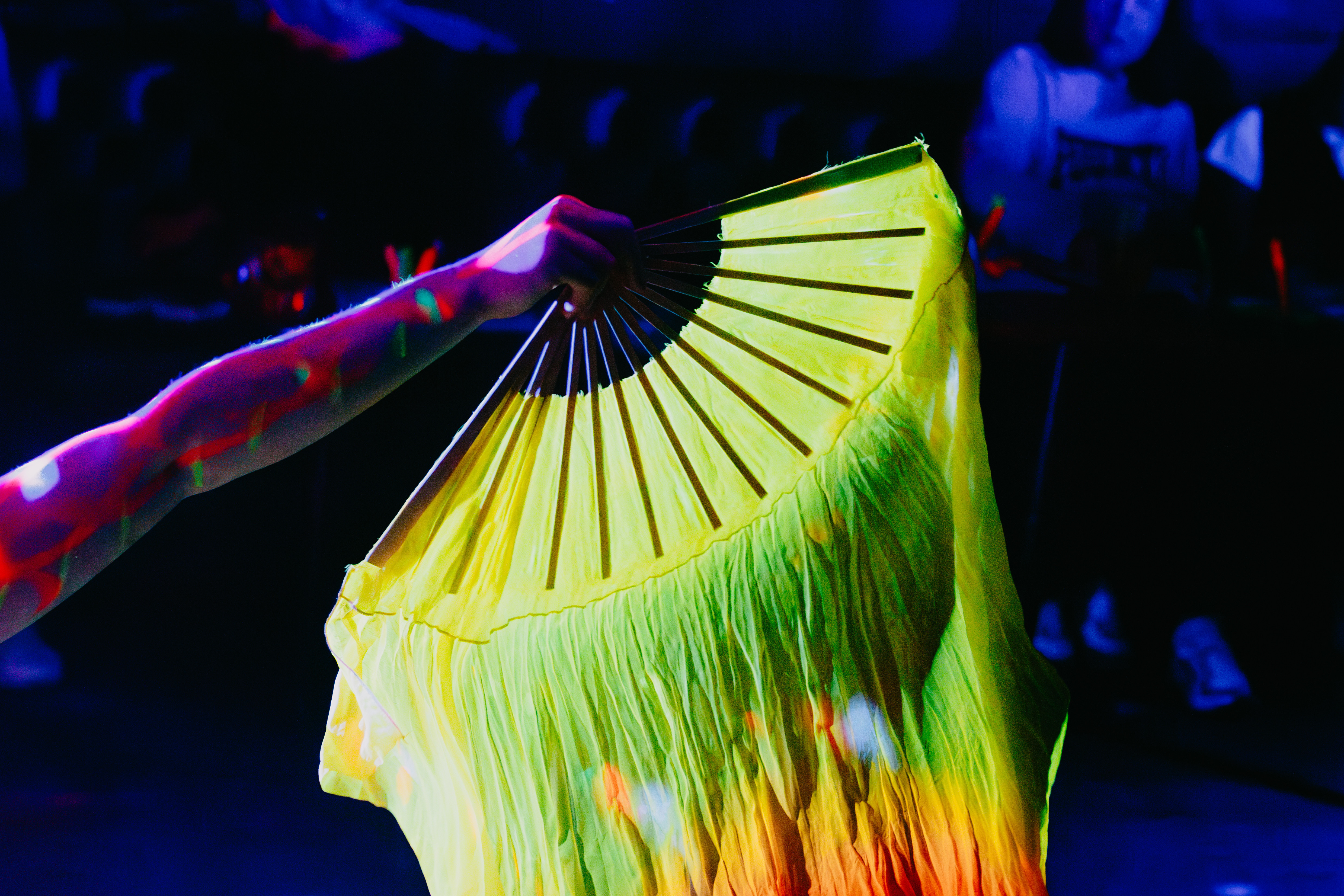 Dance class with neon fan